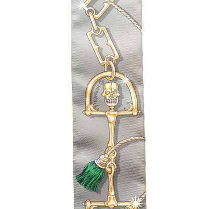 Hermes Silk C'est la Fete Twilly Jaune Vif Vert Gris 3 of 4