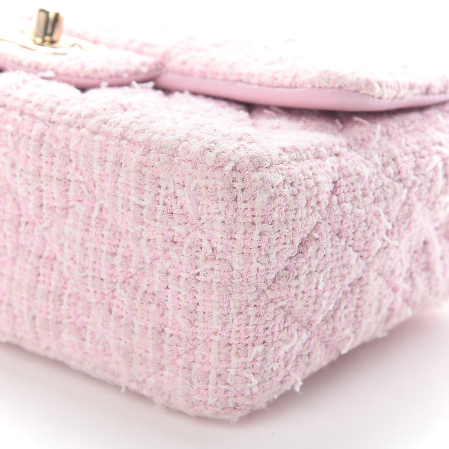 Tweed Quilted Mini Rectangular Flap Pink