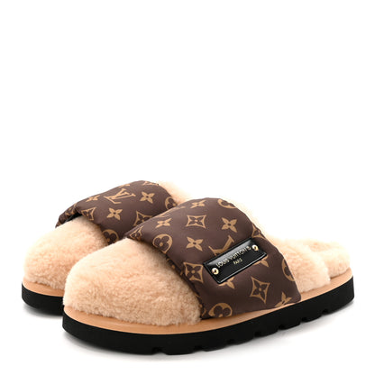 Louis Vuitton Nylon Monogram Shearling Pillow Comfort Mule 40 Cacao Brown 4 of 8