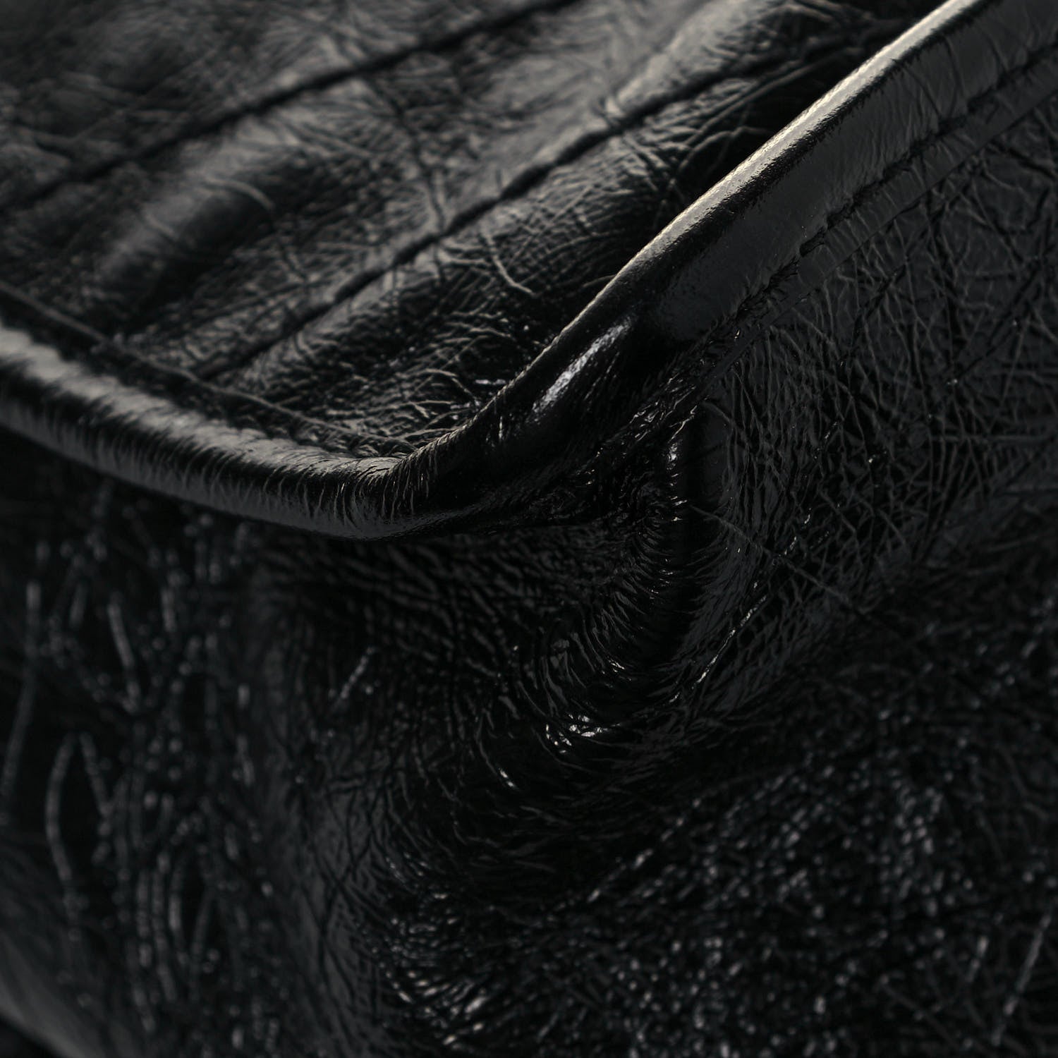 Saint Laurent Crinkled Calfskin Matelasse Monogram Medium Niki Chain Satchel Black 11 of 14