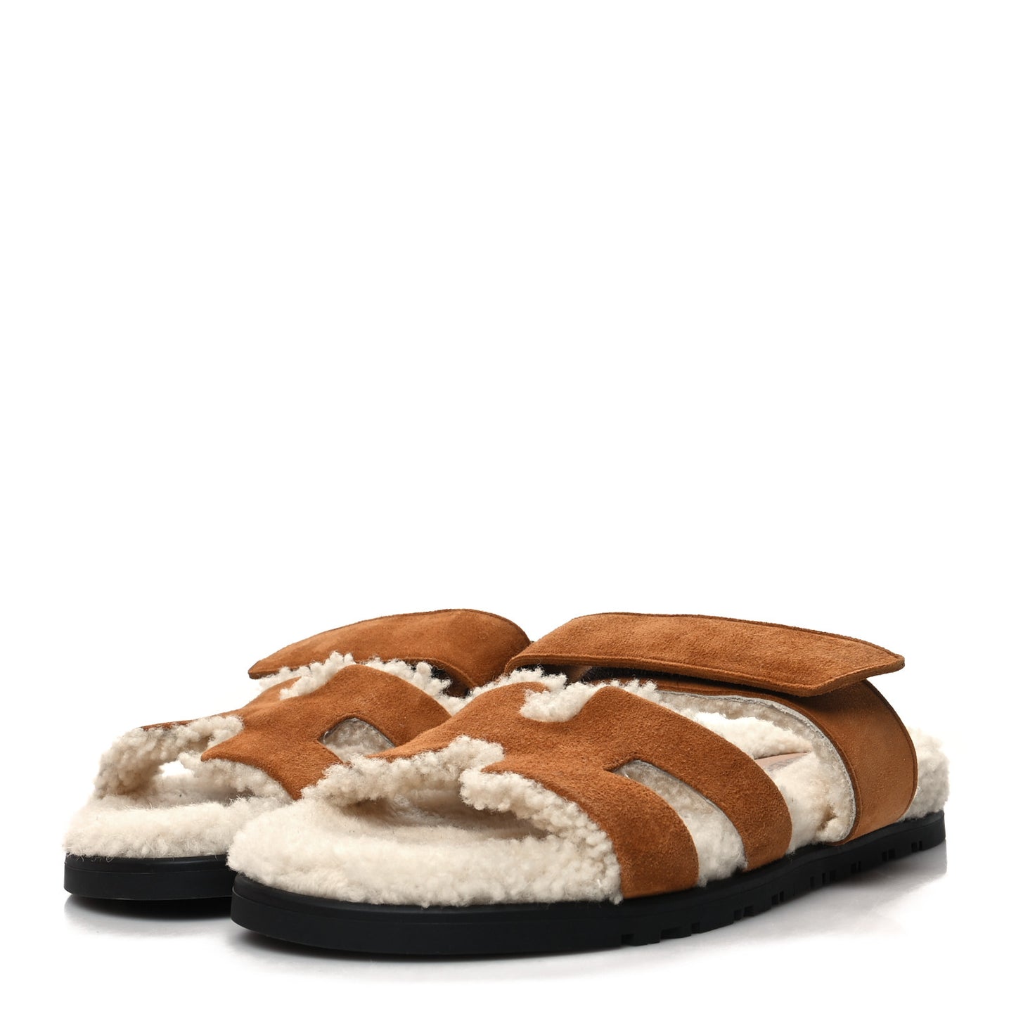 Suede Goatskin Woolskin Womens Chypre Sandals 36 Naturel Ecru