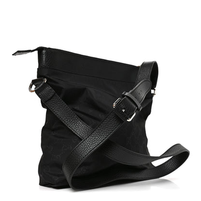 Gucci Nylon Monogram Dollar Calfskin Flat Messenger Bag Black 3 of 10