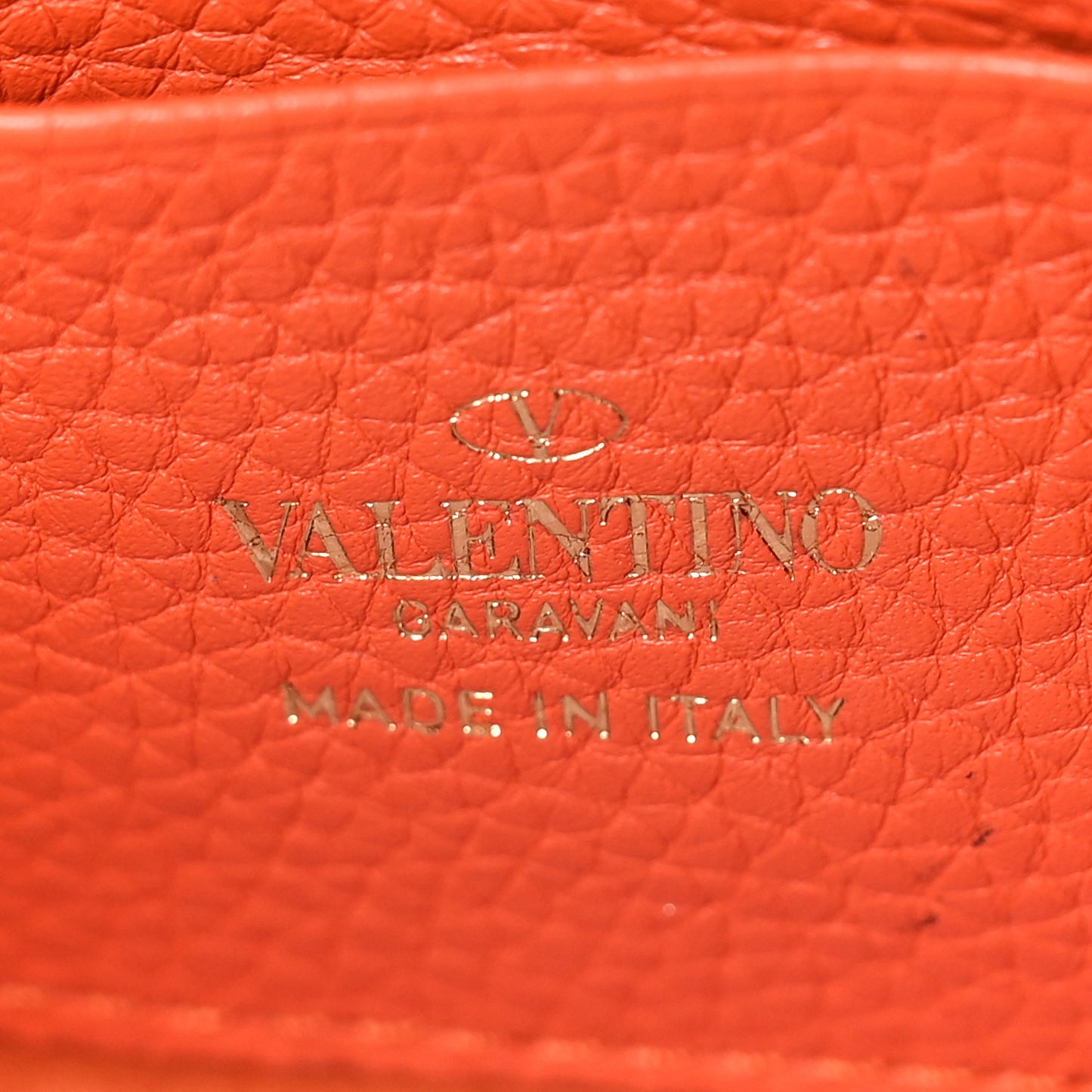 Grainy Calfskin Rockstud Crossbody Pouch Orange