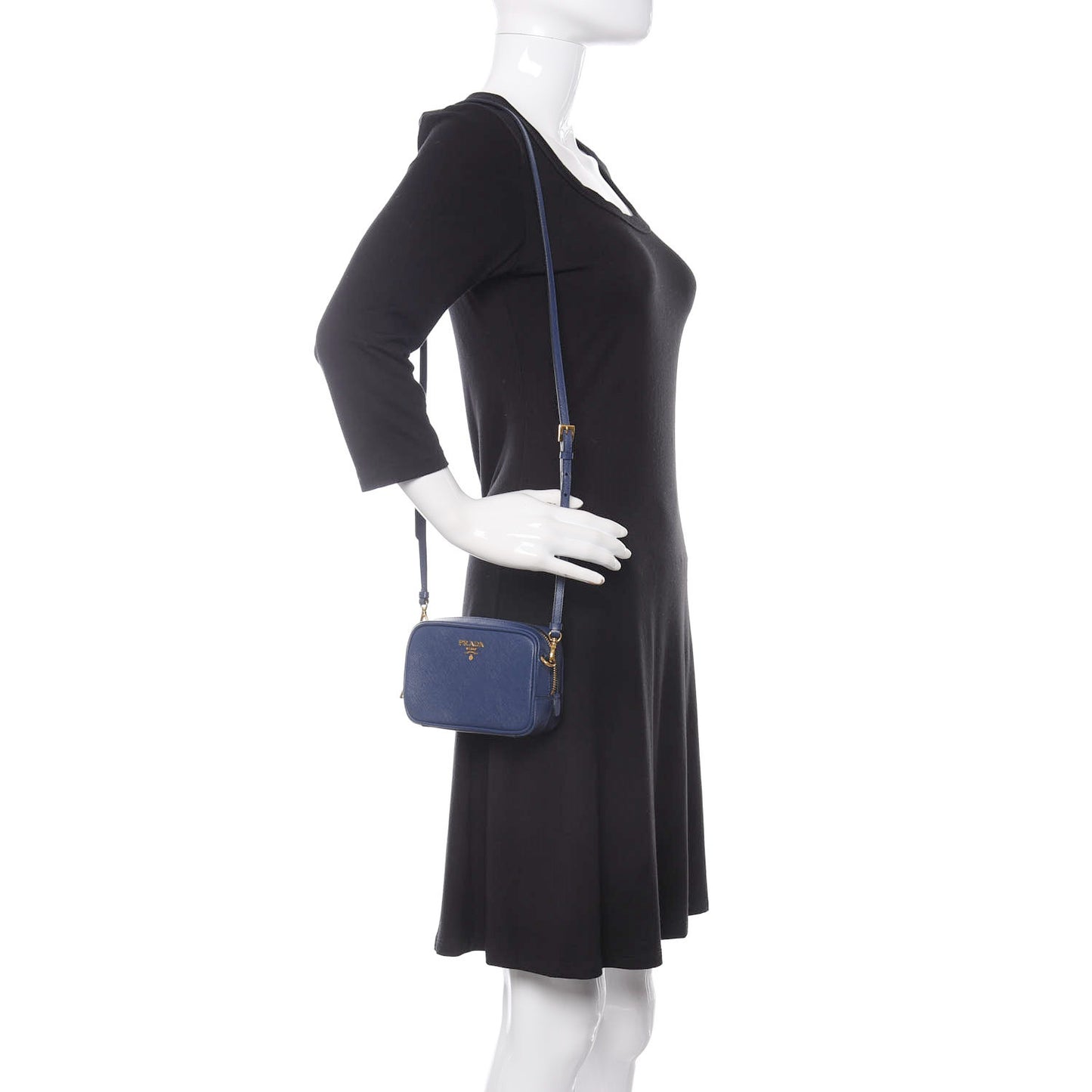 Saffiano Mini Camera Crossbody Bag Bleuette