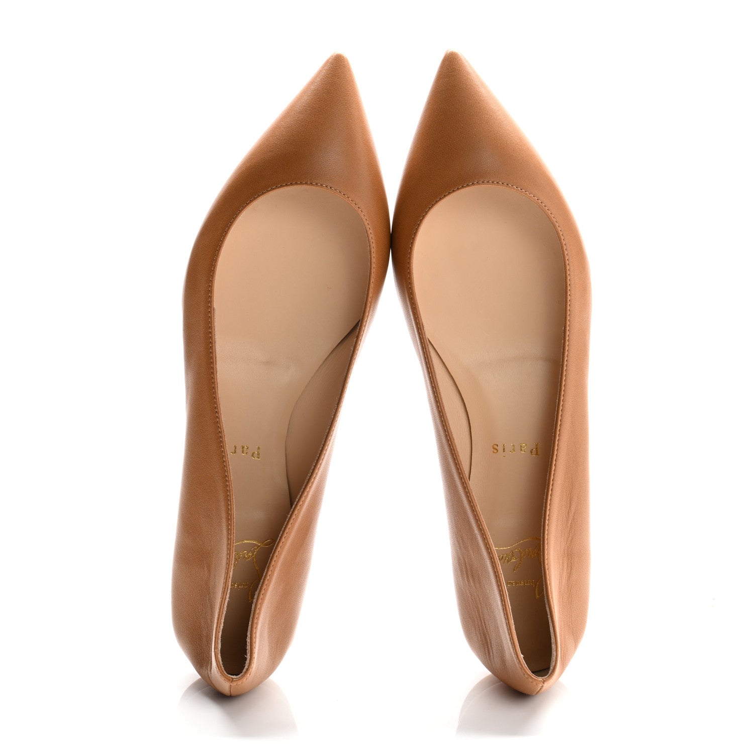 Christian Louboutin Shiny Nappa Ballalla Flats 38 Cafe Creme 2 of 8