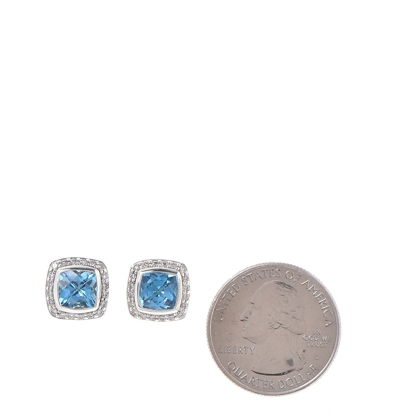 Sterling Silver Diamond Blue Topaz 7mm Petite Albion Earrings