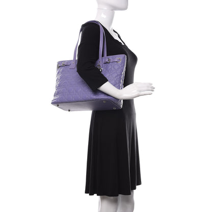 Christian Dior Coated Canvas Cannage Small Panarea Tote Lilac 2 of 12