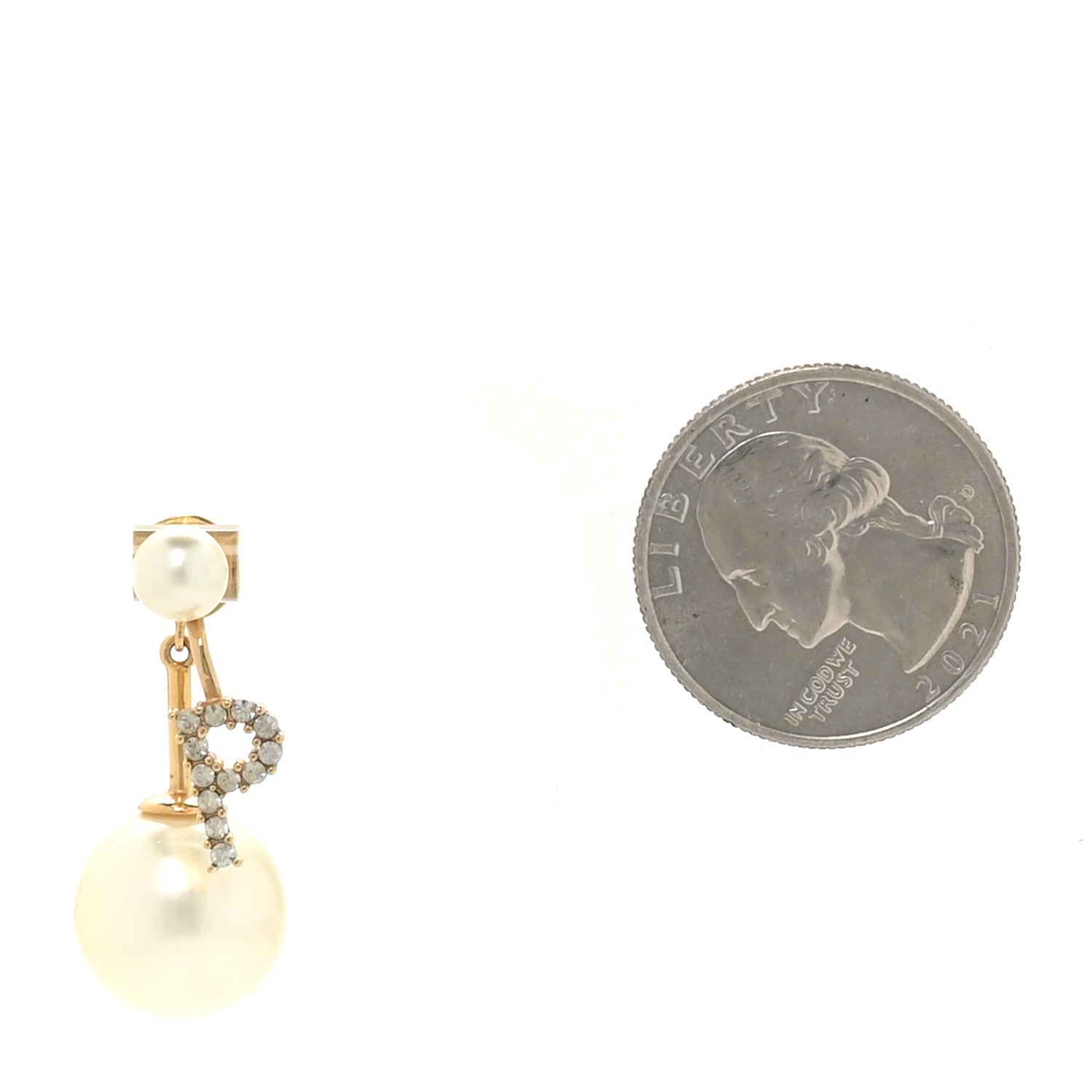 Christian Dior Crystal Pearl My ABCDior P Tribale Earring Gold 2 of 4