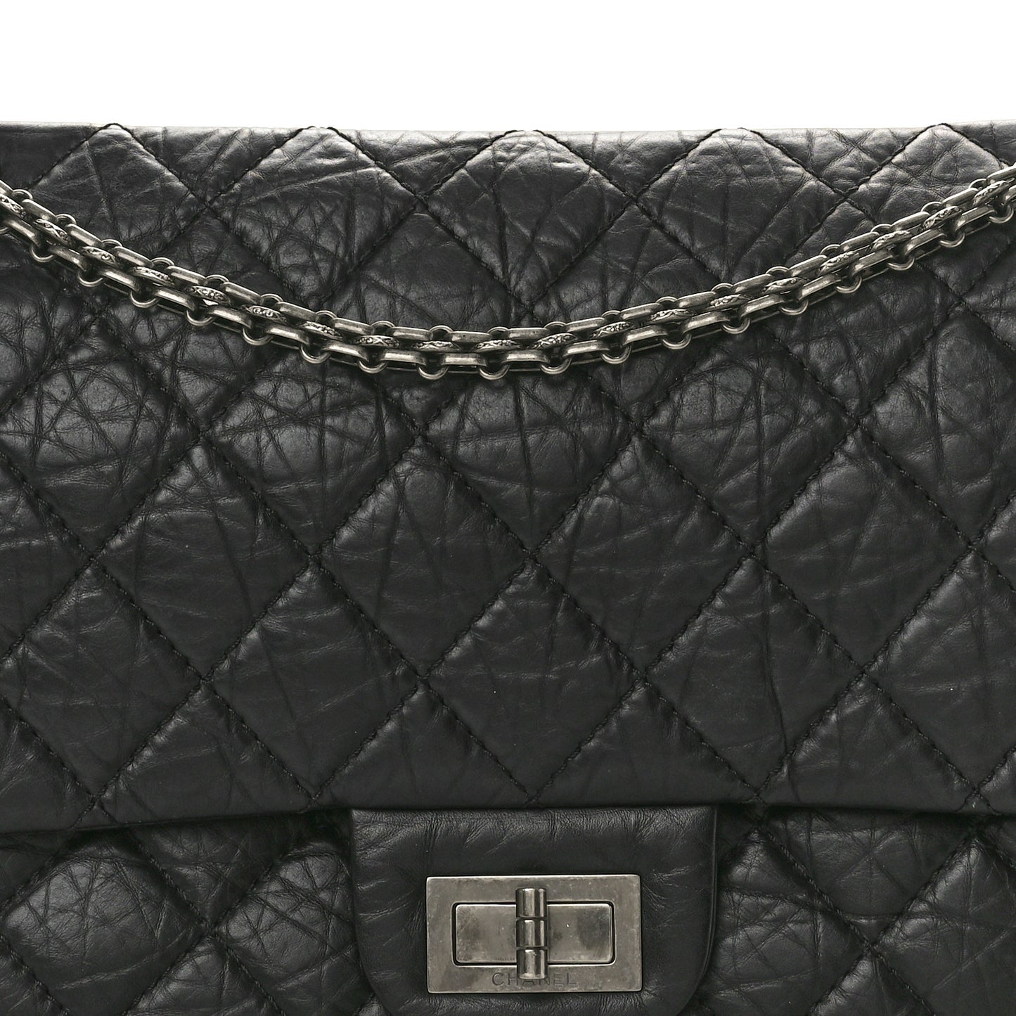 Aged Calfskin Quilted 2.55 Reissue 227 Flap Black
