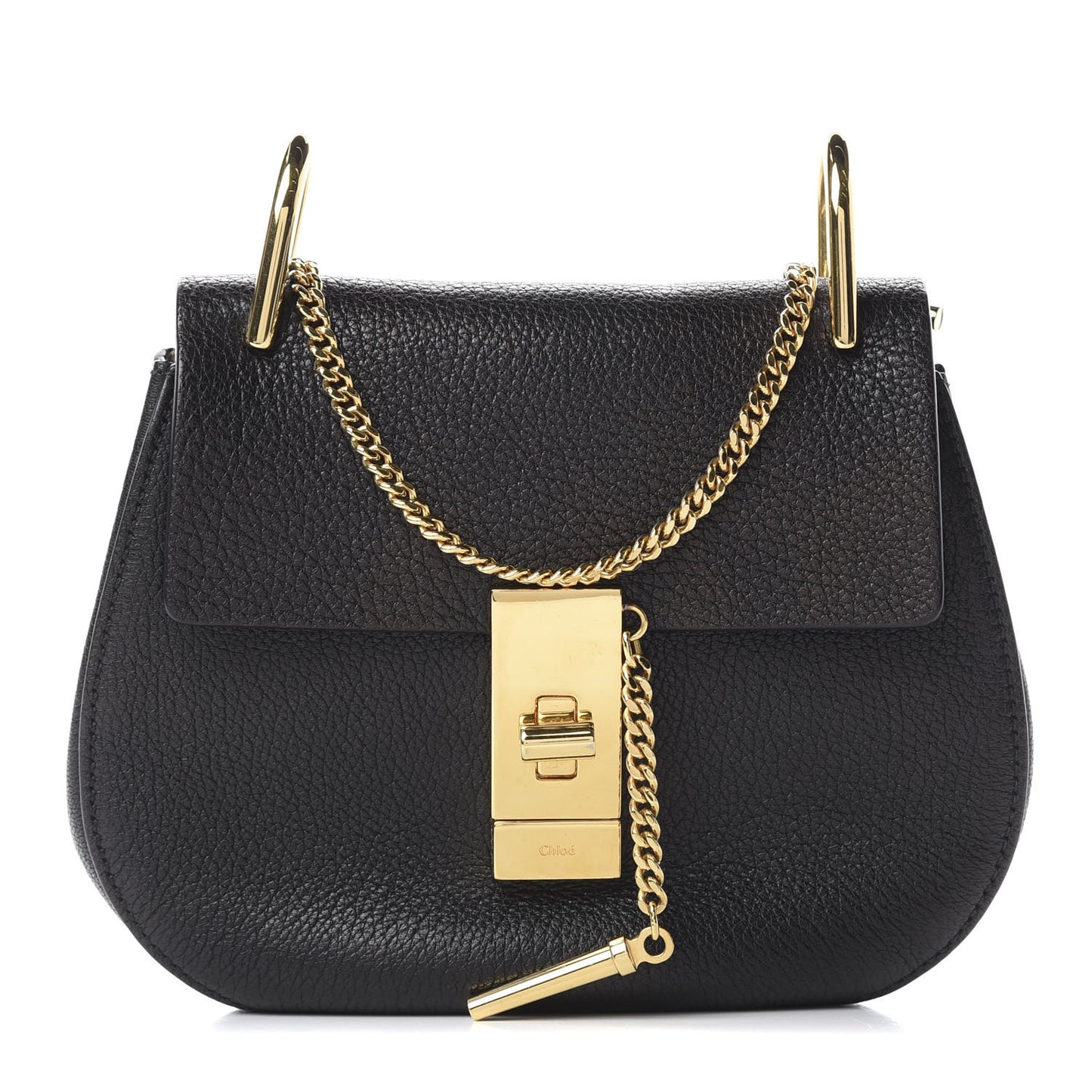 Grained Lambskin Mini Drew Shoulder Bag Black