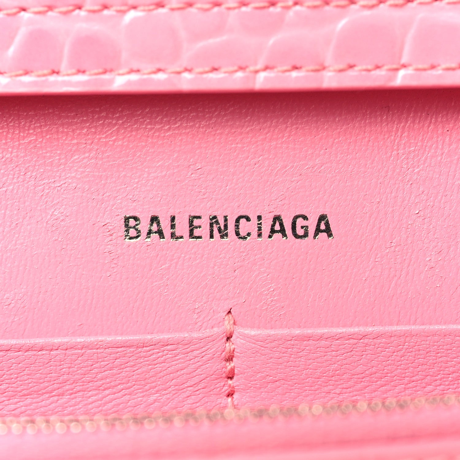 Balenciaga Shiny Calfskin Crocodile Embossed Hourglass Chain Bag Sweet Pink 6 of 12