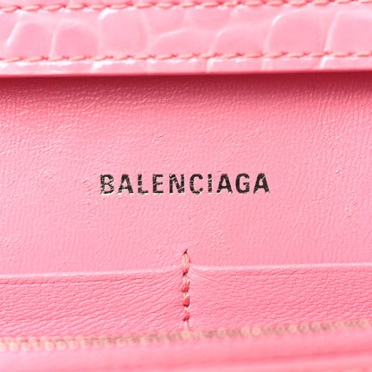 Balenciaga Shiny Calfskin Crocodile Embossed Hourglass Chain Bag Sweet Pink 6 of 12