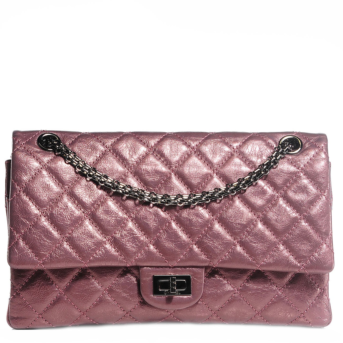 Metallic Aged Calfskin Quilted 2.55 Reissue 226 Flap Rose Fonce