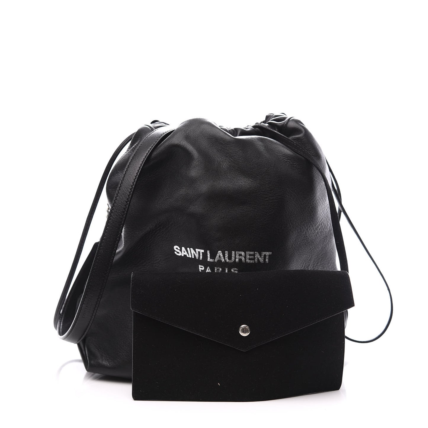 Lambskin Teddy Drawstring Bag Black