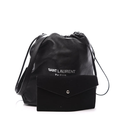 Saint Laurent Lambskin Teddy Drawstring Bag Black 2 of 13