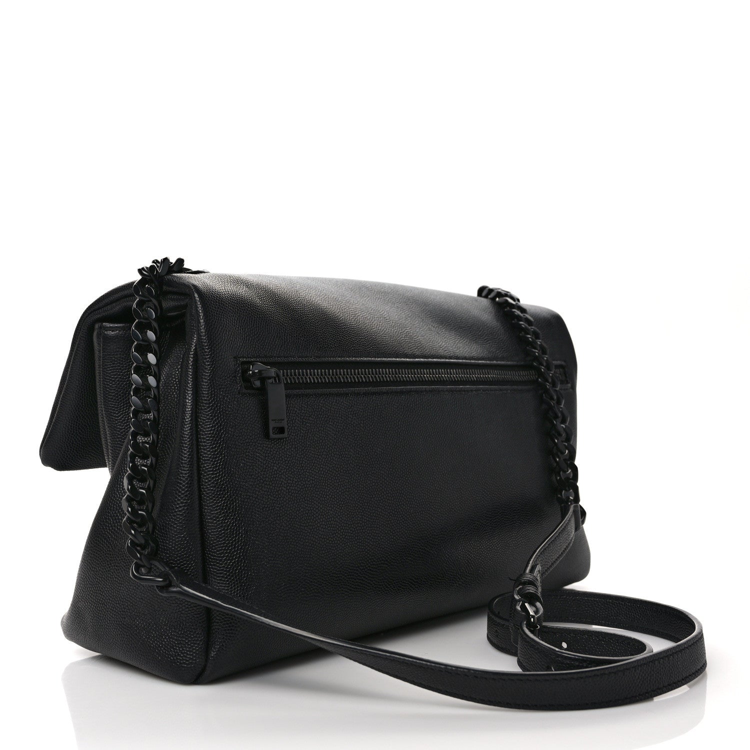 Saint Laurent Grain De Poudre Medium West Hollywood Monogram Fold-Over Black 3 of 8