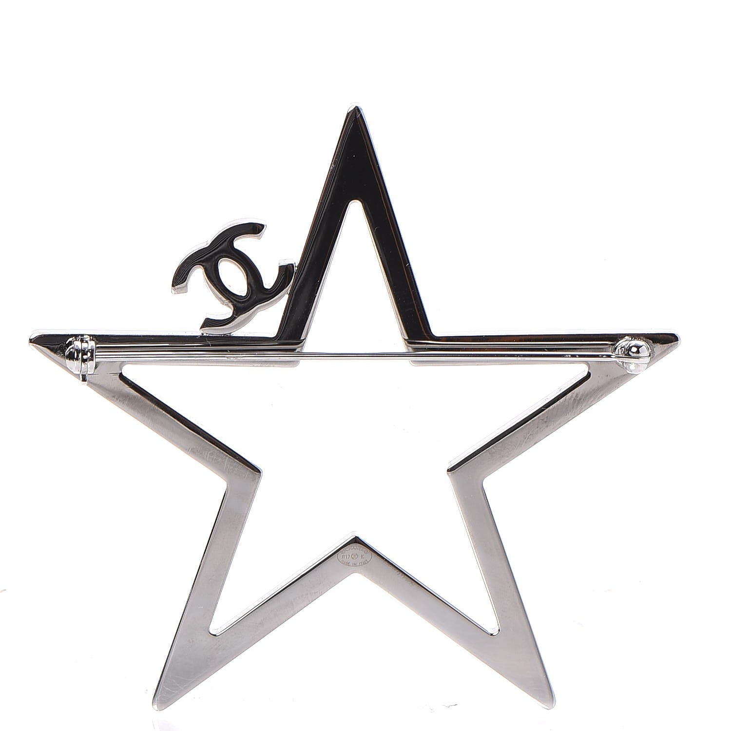 Chanel Ruthenium Crystal Star CC Brooch 3 of 5
