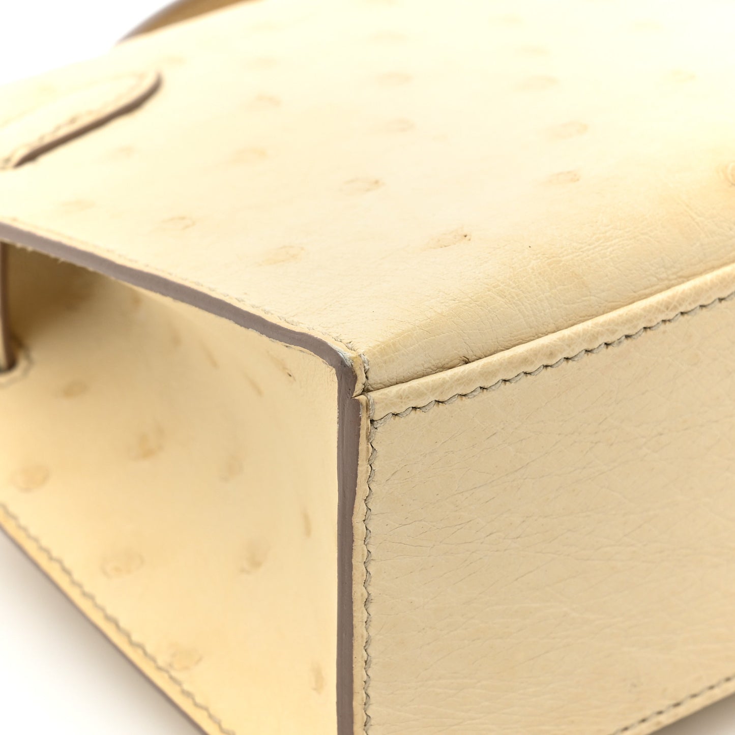 Ostrich Kelly Pochette Clutch Beton