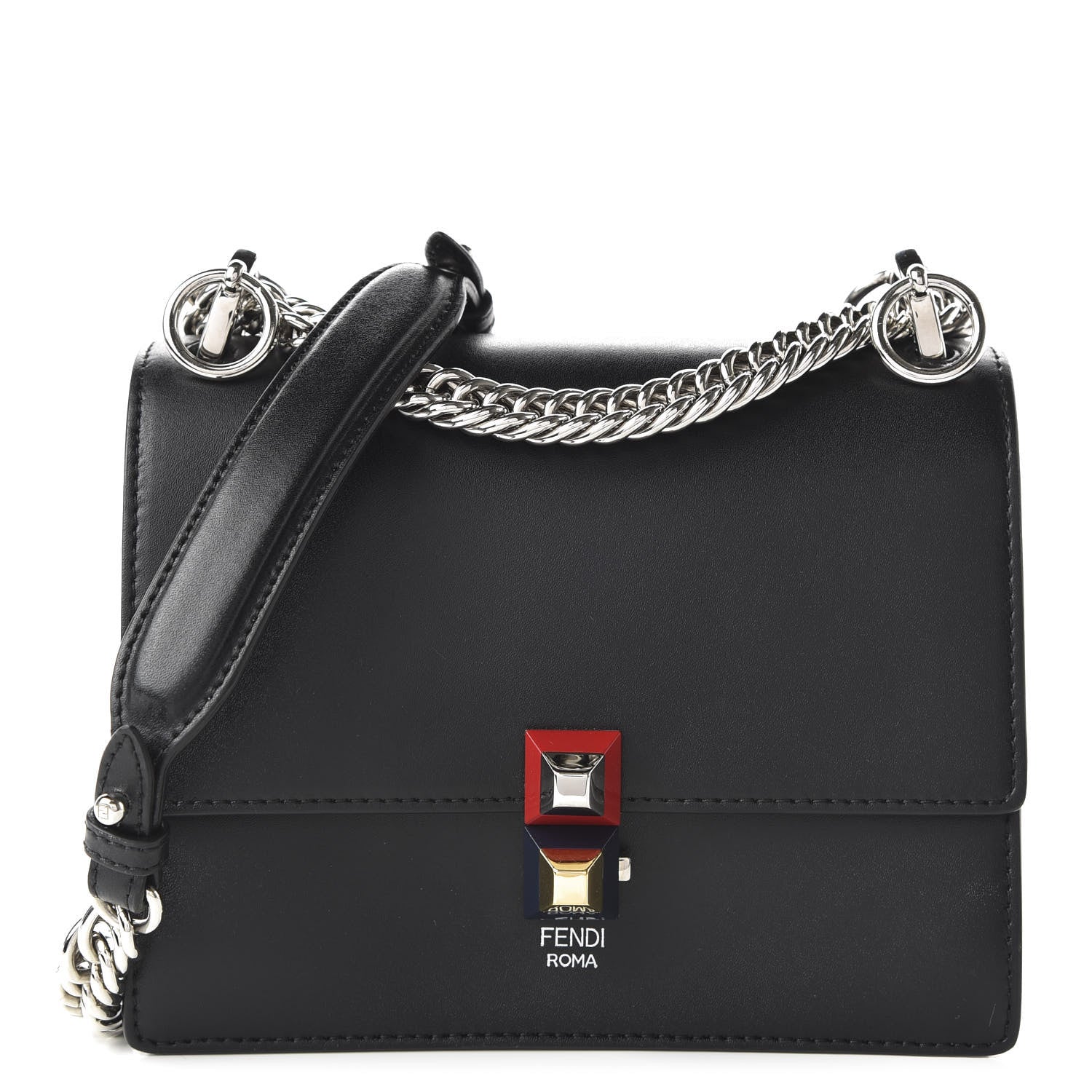 Fendi Vitello Liberty Studded Small Kan I Shoulder Bag Black Multicolor 1 of 10