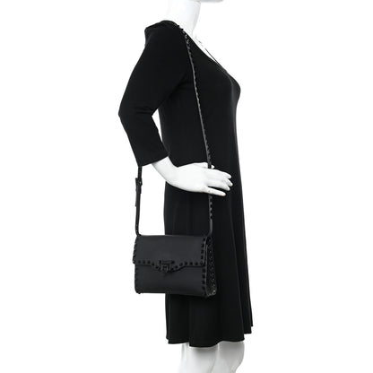 Valentino Garavani Vitello Monochrome Medium Rockstud Flip Lock Crossbody Bag Black 2 of 11
