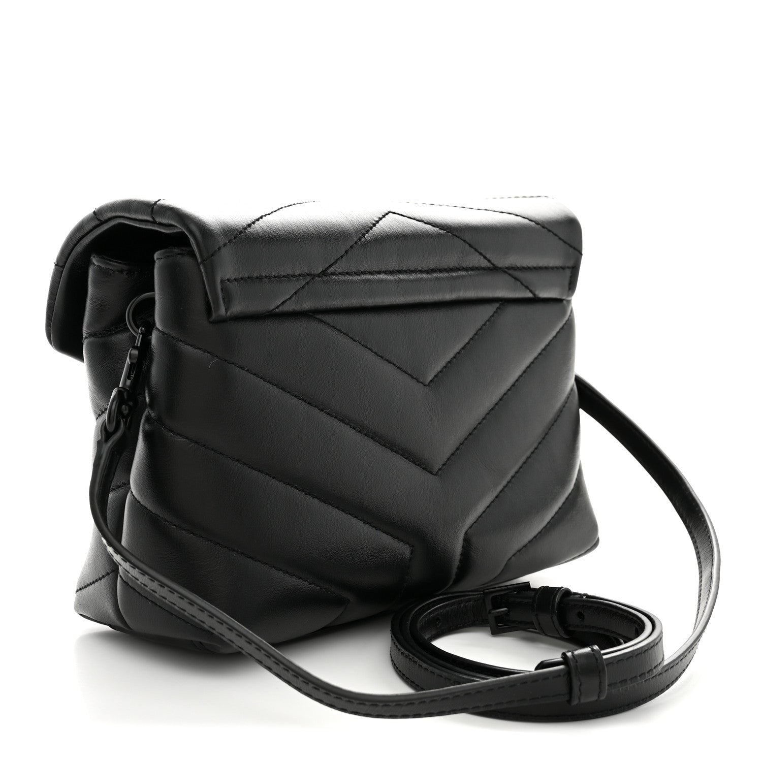 Saint Laurent Calfskin Y Quilted Monogram Monochrome Toy Loulou Crossbody Bag Black 3 of 11