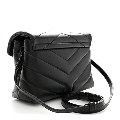 Saint Laurent Calfskin Y Quilted Monogram Monochrome Toy Loulou Crossbody Bag Black 3 of 11