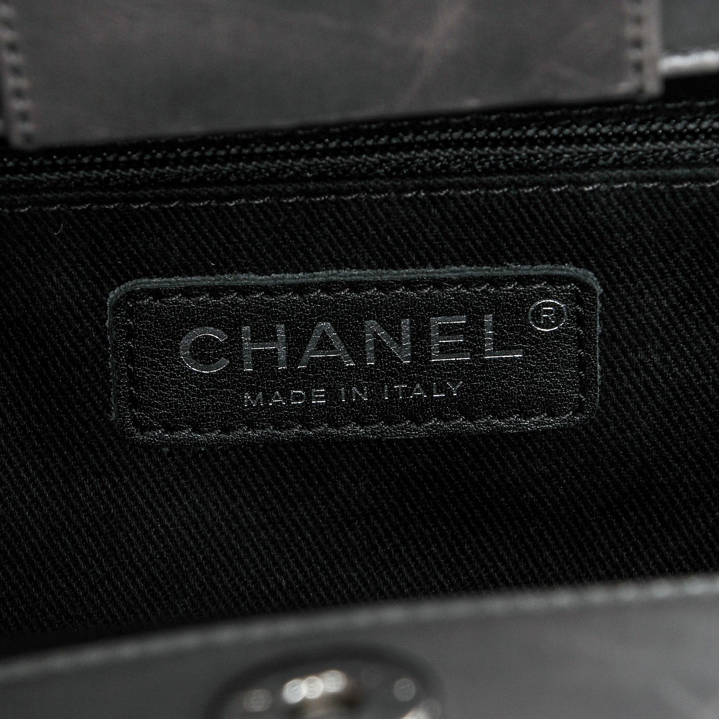 Glazed Calfskin Quilted Small CC Delivery Tote Grey