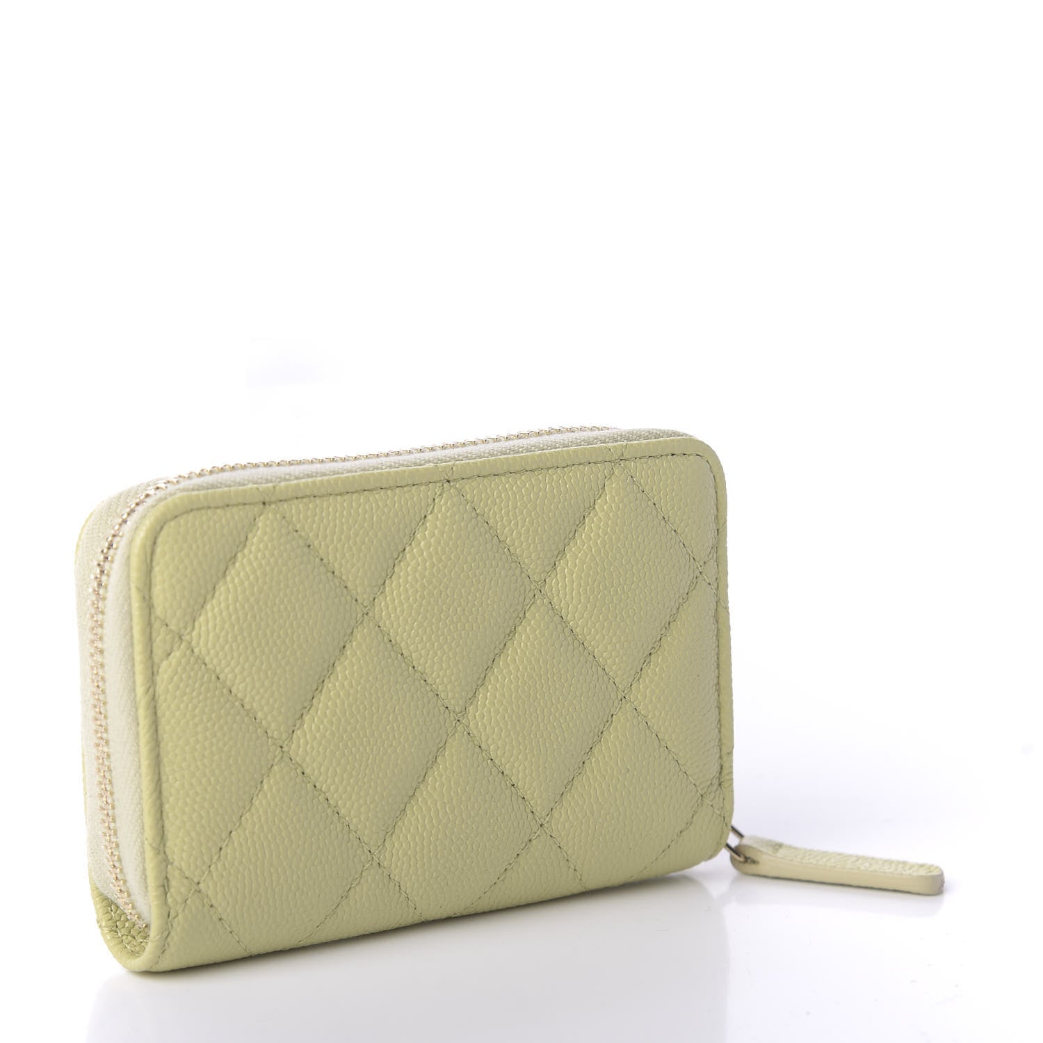 Chanel Caviar Quilted French New Wave Zip Coin Purse Light Green 3 of 8
