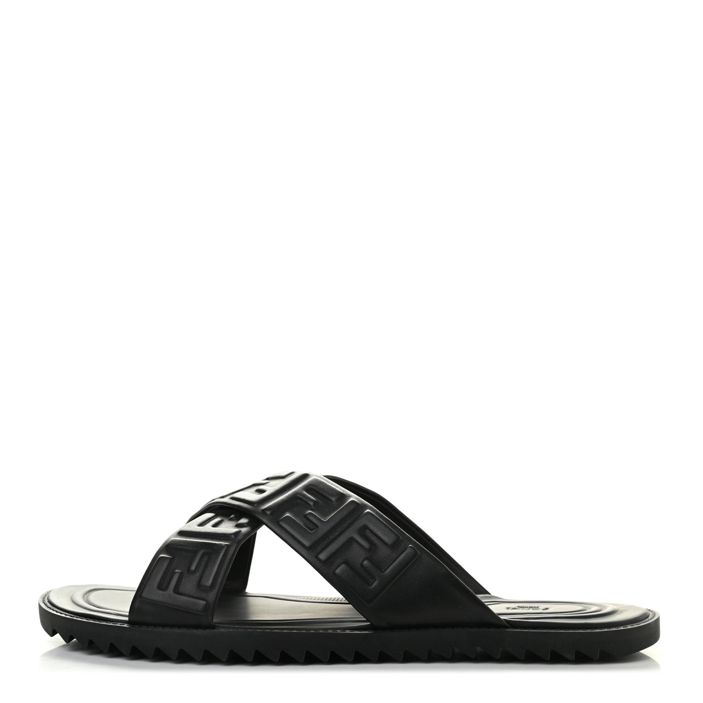 Nappa FF Embossed Mens Criss Cross Slide Sandals 12 Black