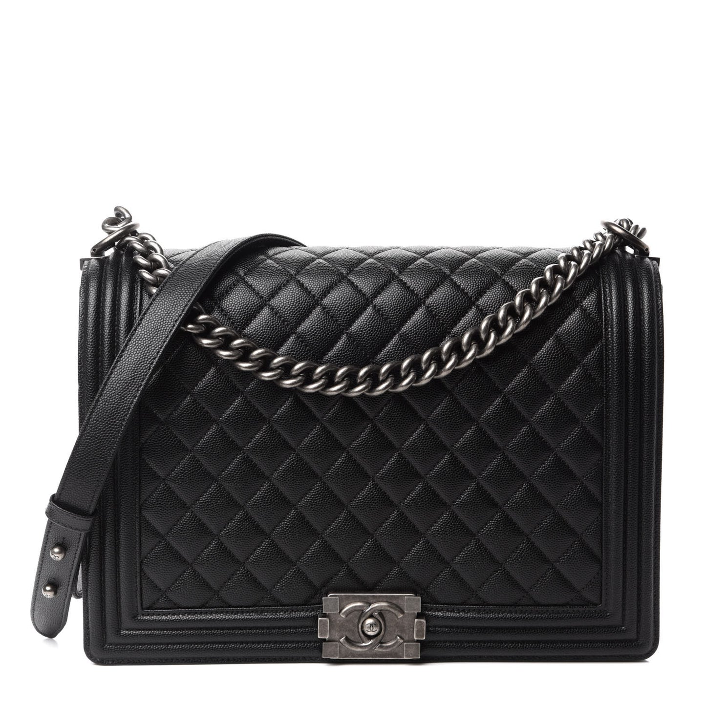 Caviar Quilted Large Boy Flap Black