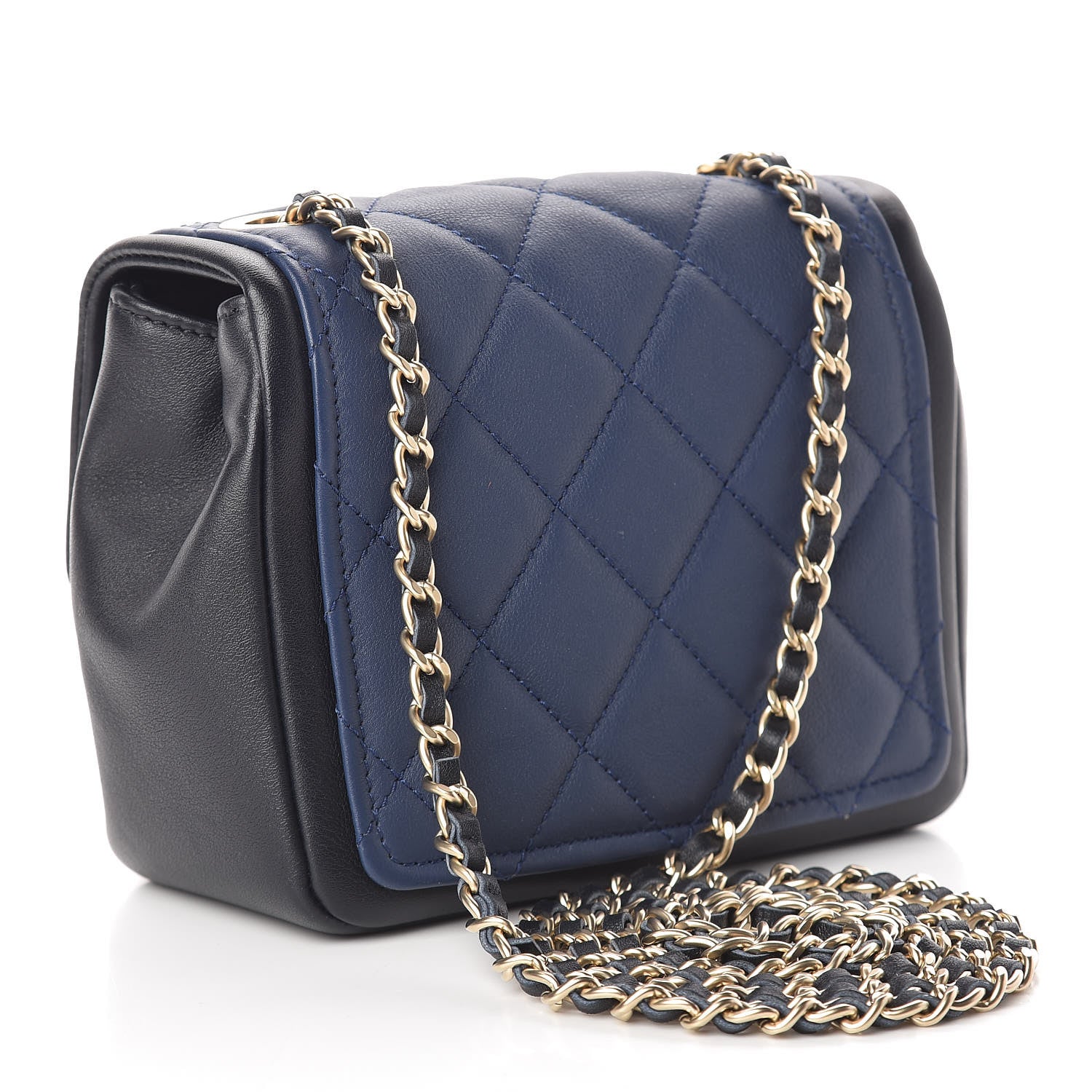 Chanel Lambskin Quilted Graphic Mini Flap Bag Navy Black 3 of 10