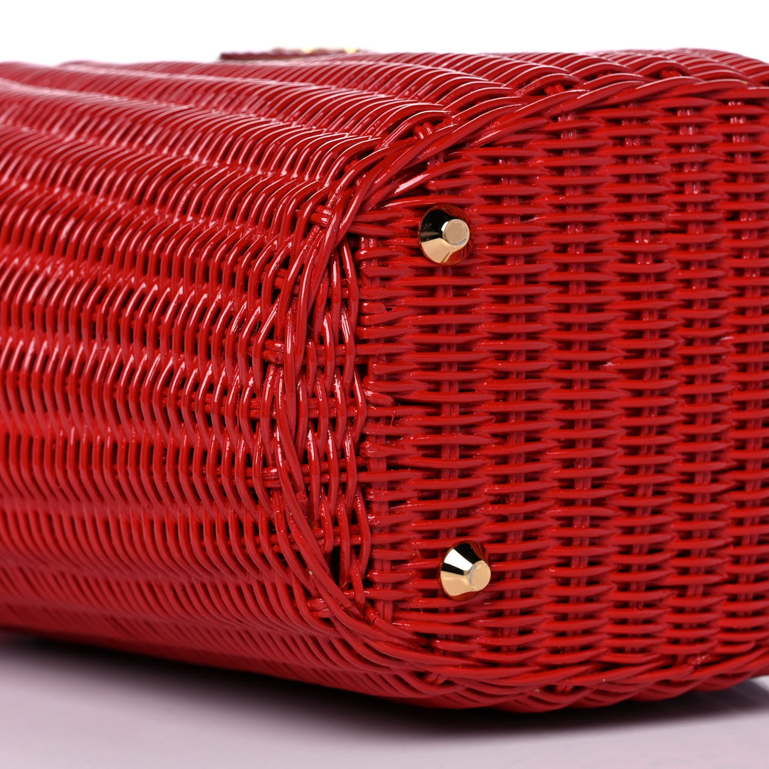 Prada Wicker Canvas Shoulder Bag Rosso 10 of 13