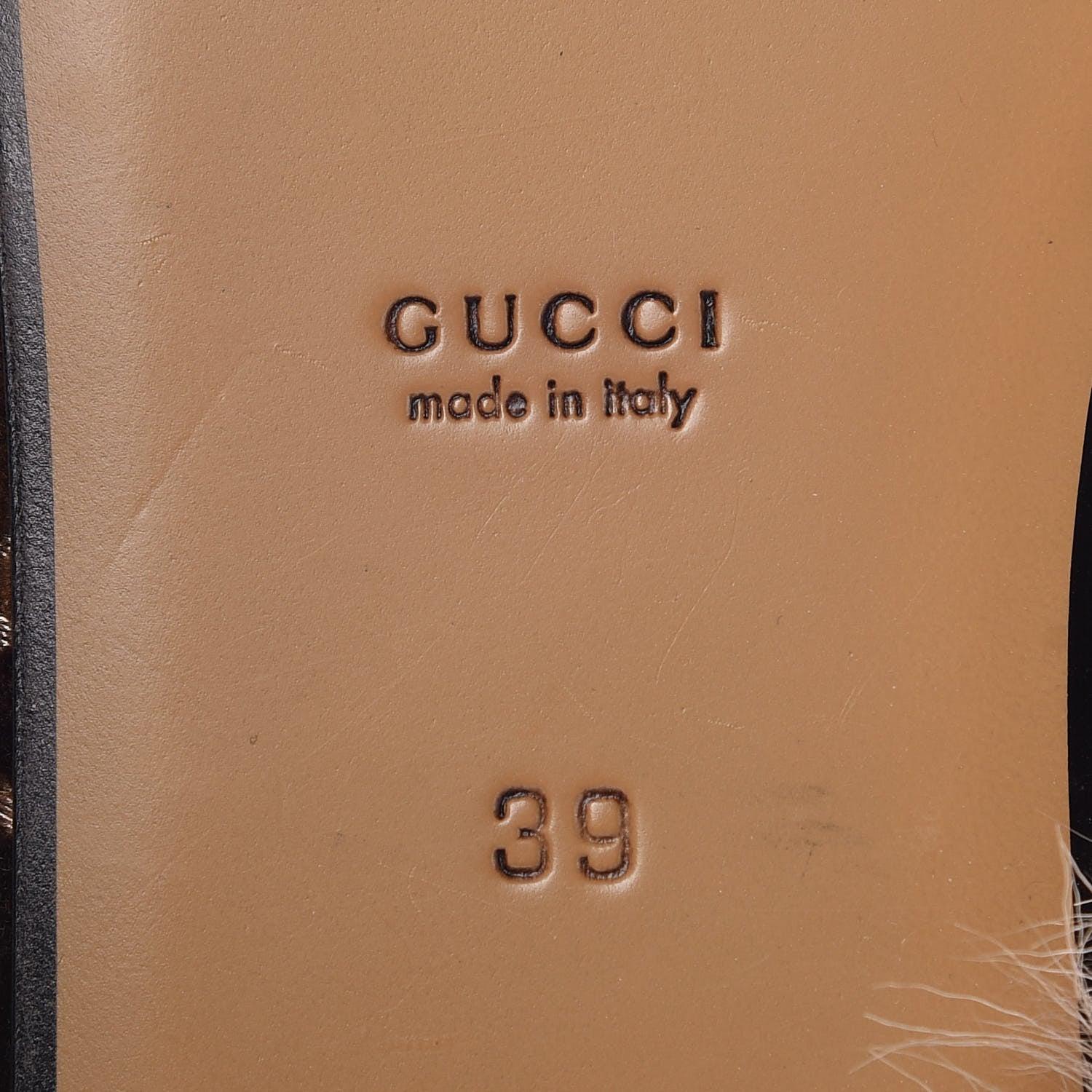 Gucci Velvet GG Monogram Fur Womens Princetown Slippers 39 Brown Black Natural 6 of 7