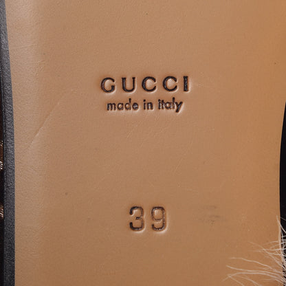 Gucci Velvet GG Monogram Fur Womens Princetown Slippers 39 Brown Black Natural 6 of 7