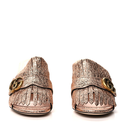 Gucci Galassia GG Marmont Fringe 75mm Slide Sandals 38 Salmone 2 of 7