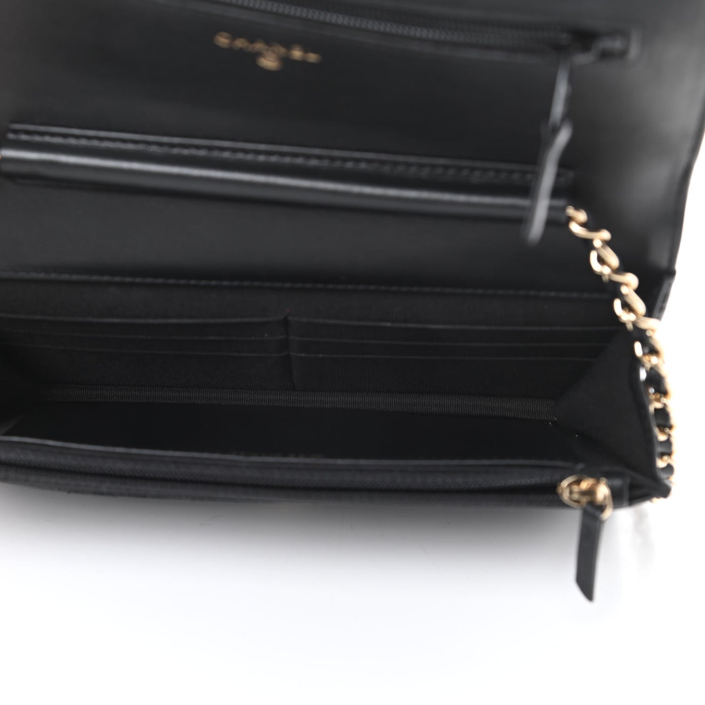 Caviar Quilted CC Filigree Wallet On Chain WOC Black