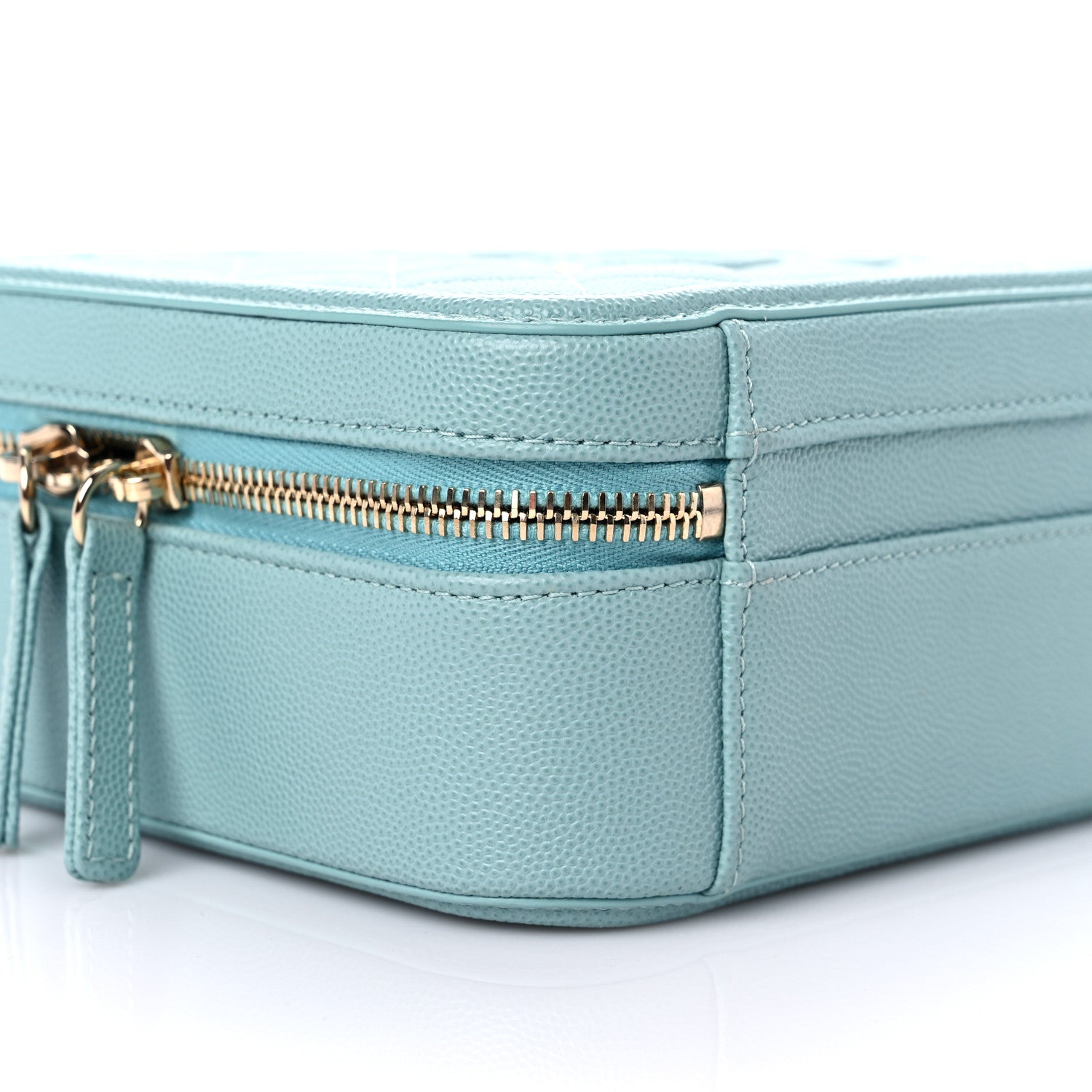 Chanel Caviar Quilted Medium CC Filigree Vanity Case Light Blue 8 of 11