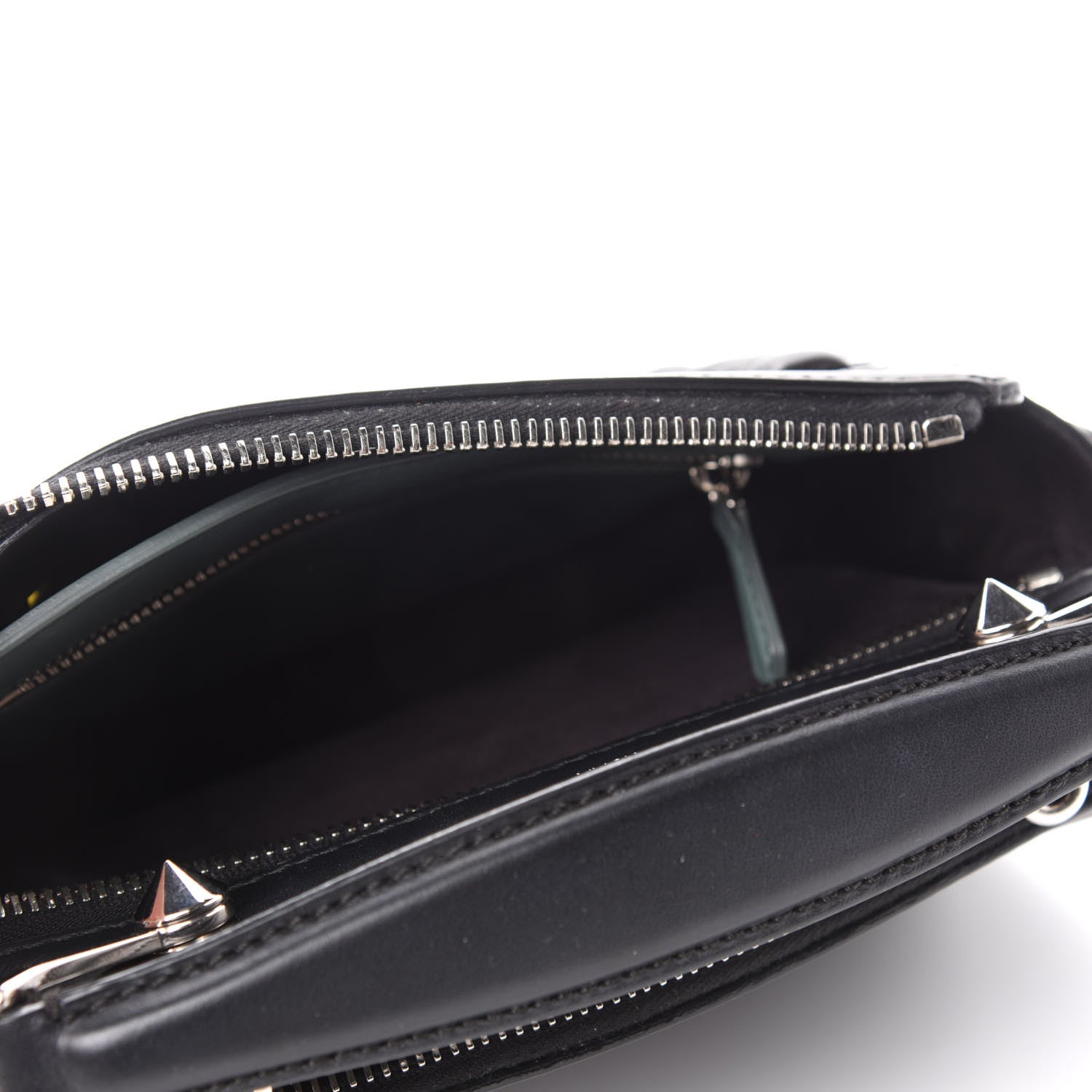 Fendi Vitello Baltico Shiny Nappa Lace Up Floral Small Dotcom Click Chain Satchel Black 5 of 12