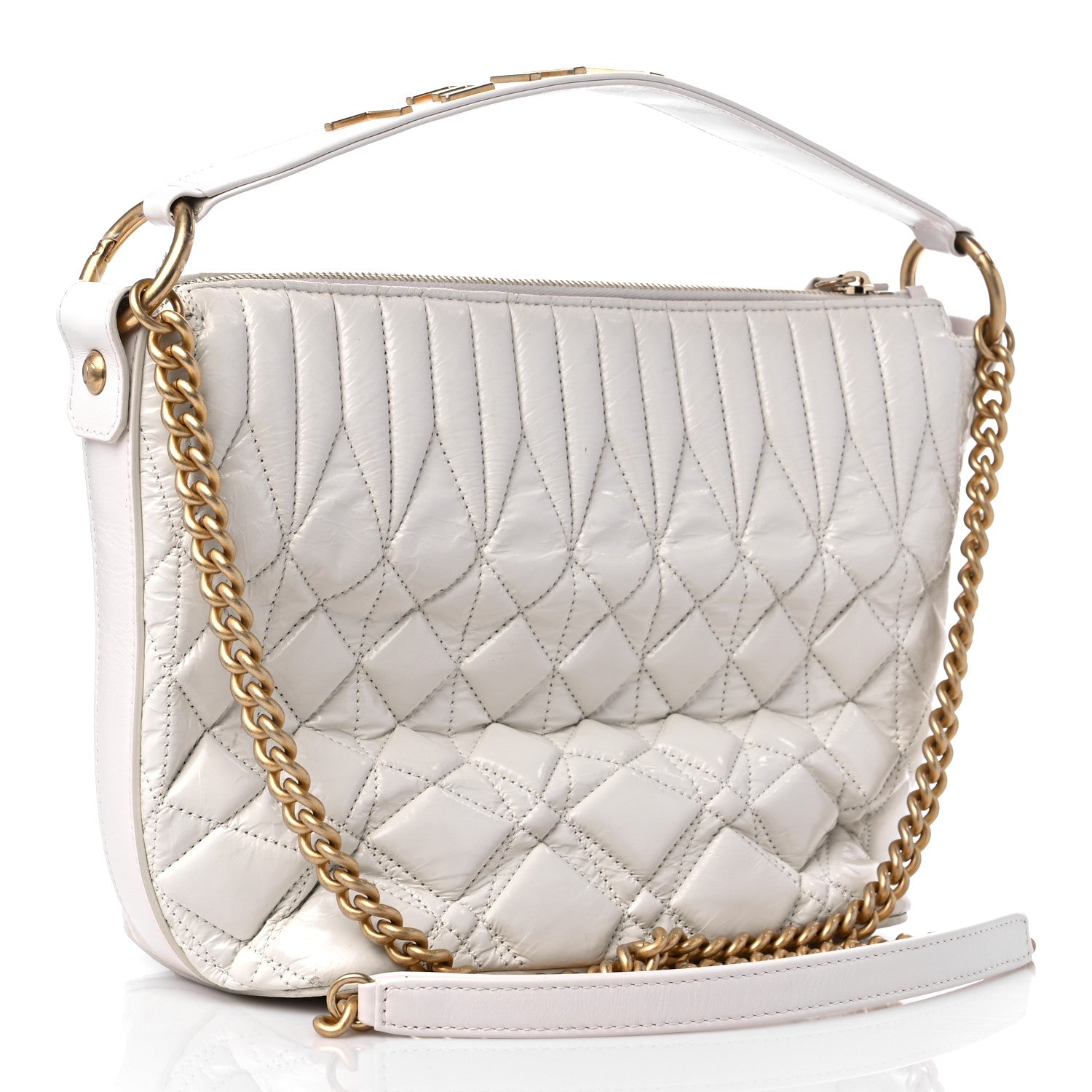 Chanel Glazed Calfskin Quilted State Of The Art Hobo White 3 of 12