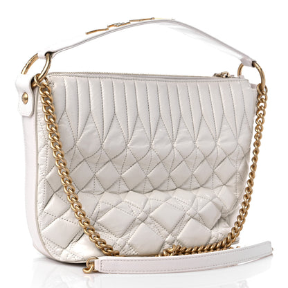 Chanel Glazed Calfskin Quilted State Of The Art Hobo White 3 of 12