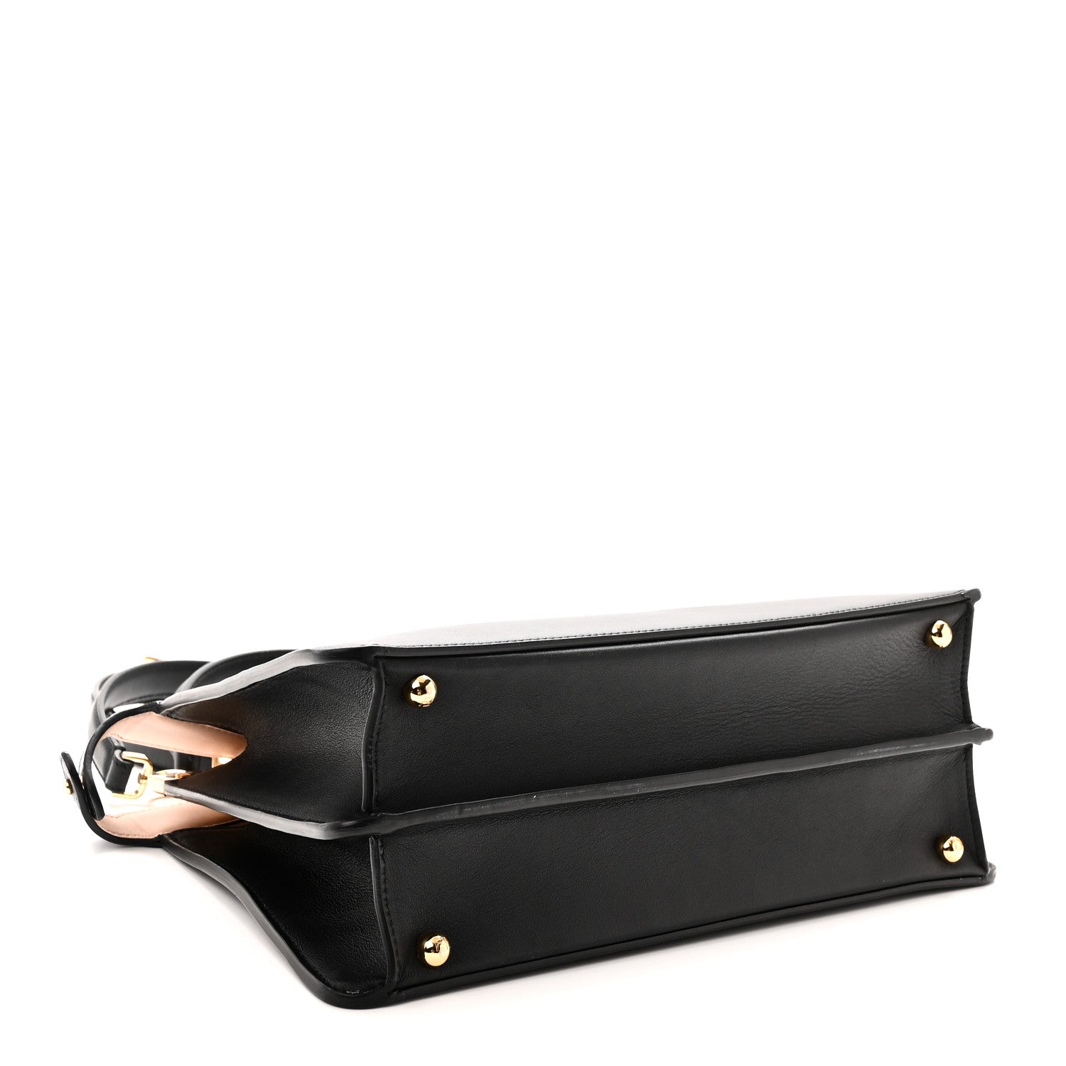 Fendi Vitello Seta Shiny Nappa Medium Peekaboo I SEE U Satchel Black Light Rose 4 of 10