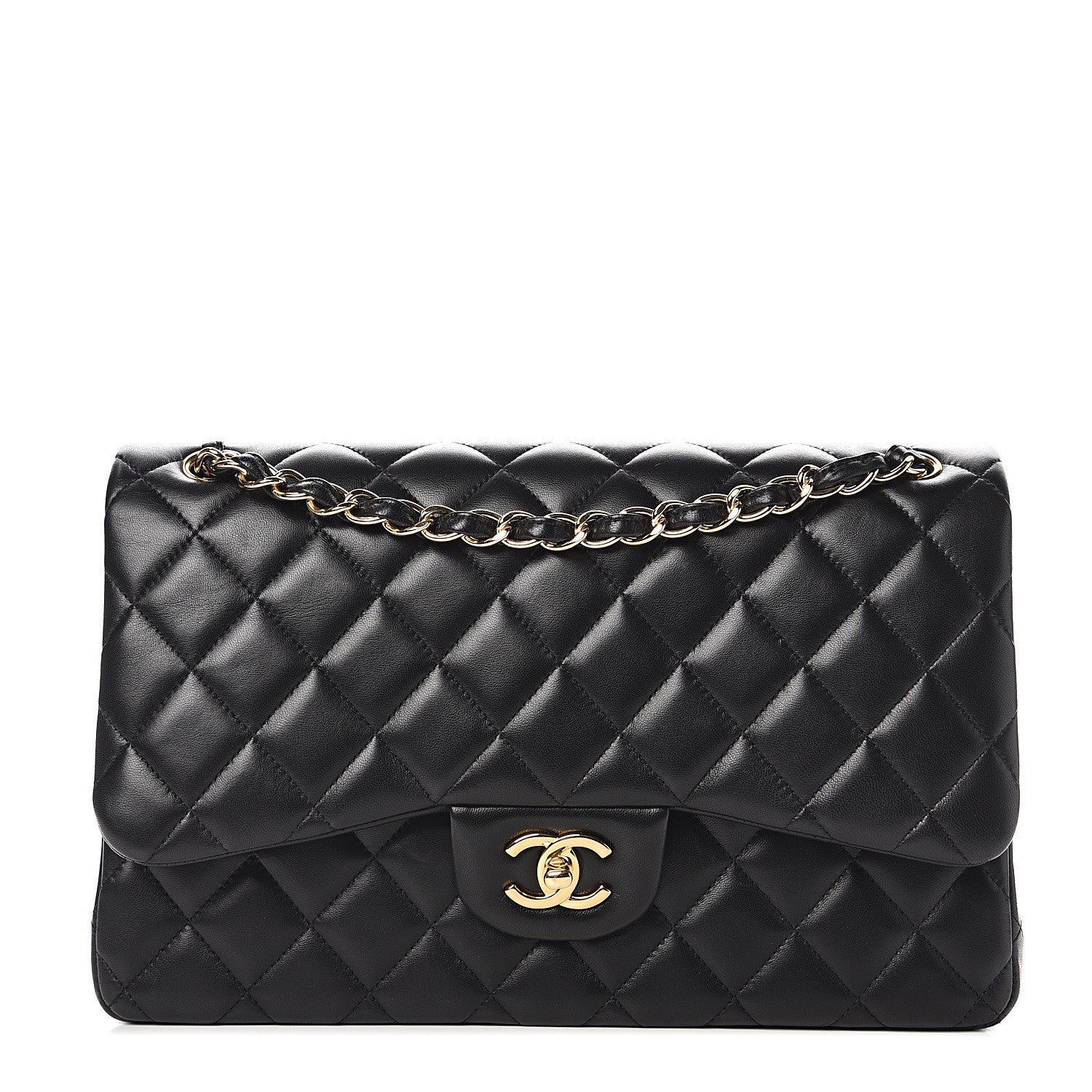 Chanel Lambskin Quilted Jumbo Double Flap Black 1 of 16