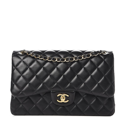 Chanel Lambskin Quilted Jumbo Double Flap Black 1 of 16