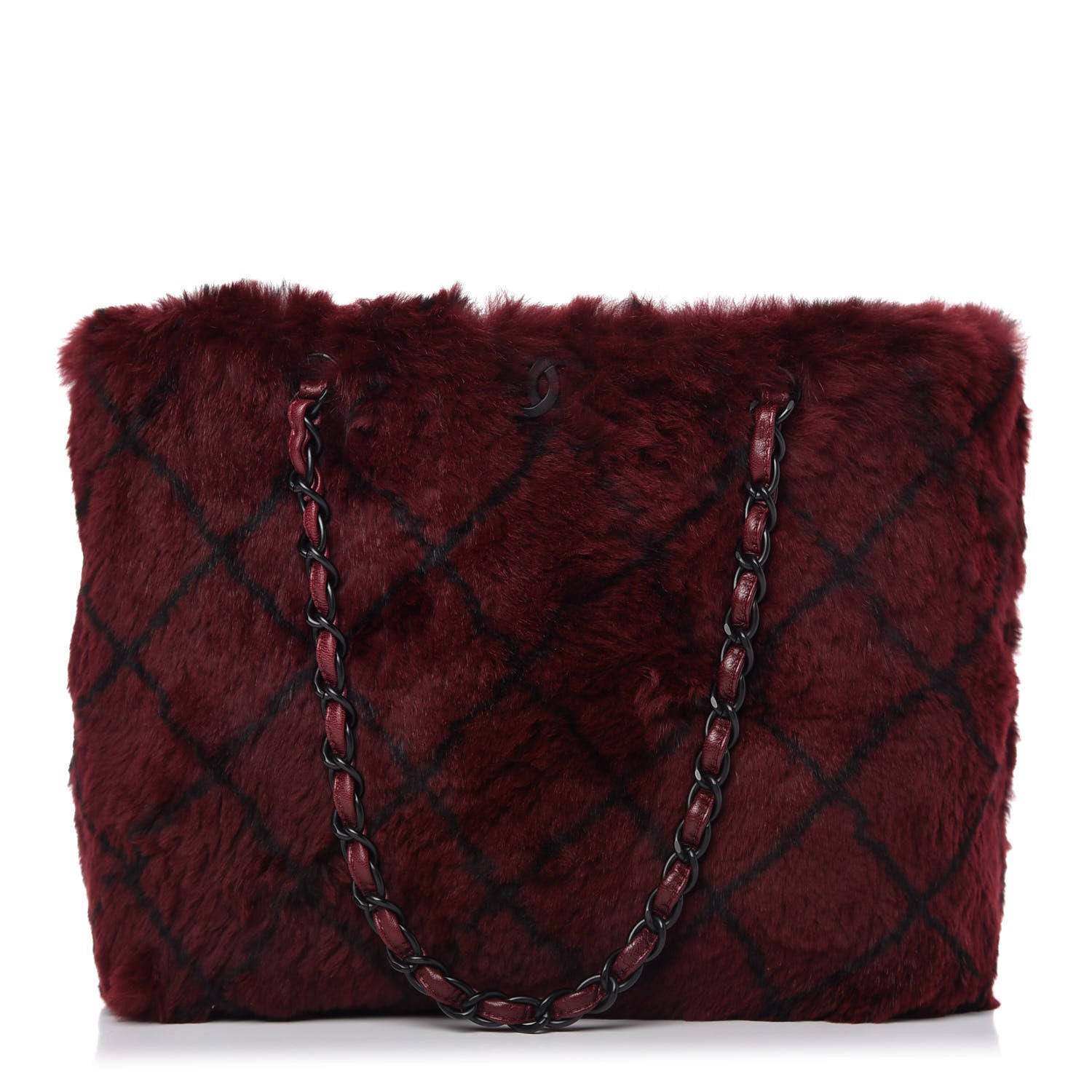 Chanel Lapin Fur Quilt Pattern Tote Red 1 of 11