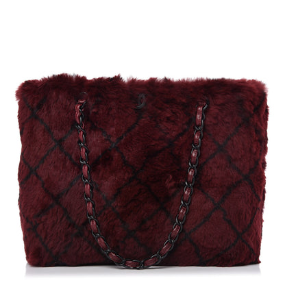 Chanel Lapin Fur Quilt Pattern Tote Red 1 of 11