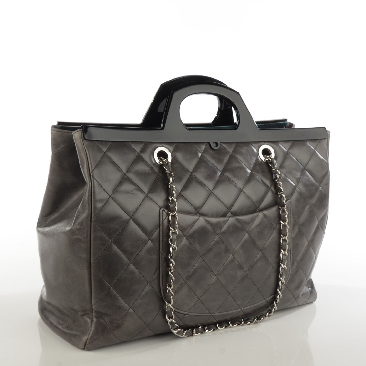 Chanel Glazed Calfskin Quilted Large CC Delivery Tote Grey 3 of 7
