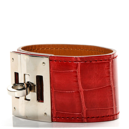 Hermes Shiny Alligator Kelly Dog Cuff Braise 1 of 5