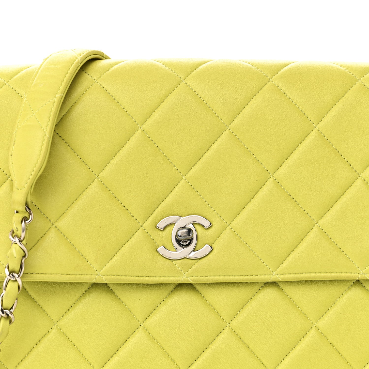 Chanel Lambskin Quilted CC Single Flap Green 9 of 14