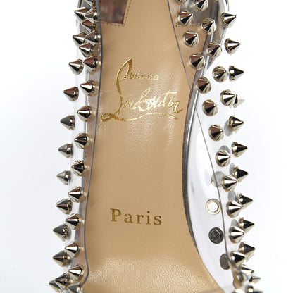 Christian Louboutin PVC Metallic Gloss Spike Me 100 Pumps 38 Silver 7 of 14