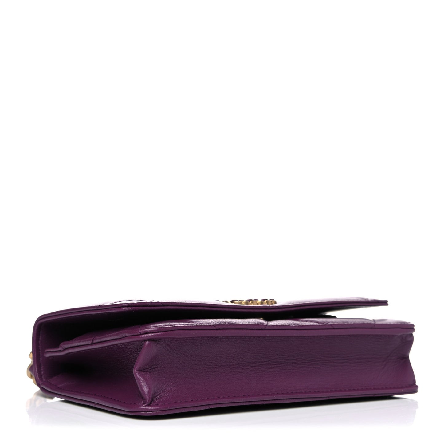 Lambskin Quilted Chanel 19 Wallet On Chain WOC Purple